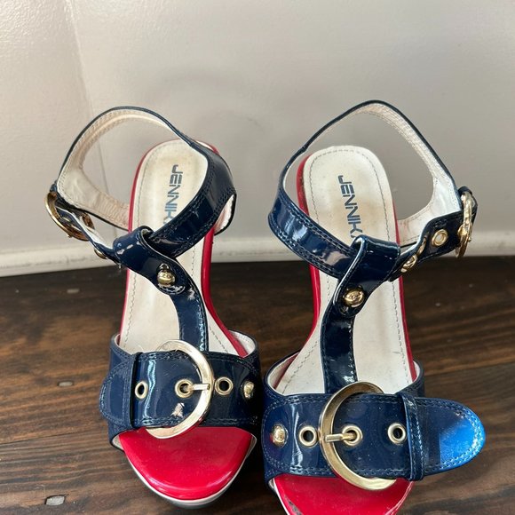 Jennika patent leather red, white, and blue sandals in size 5 - Picture 2 of 4